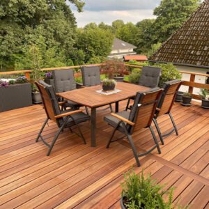 Guyana Teak (Basralocus) Terrassendielen, 25×140 mm, KD, glatt/glatt
