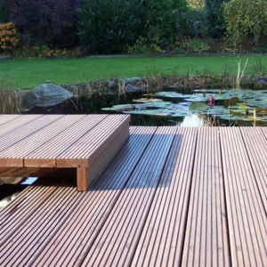 Bongossi Terrassendielen, 35×140 mm, AD, Sichtseite grob, 3-seitig egalisiert