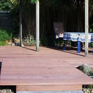 Bongossi Terrassendielen, 35×140 mm, AD, Sichtseite grob, 3-seitig egalisiert