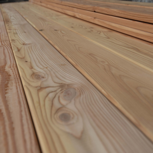 Europäische Lärche Terrassendielen, 27×143 mm, KD, glatt/glatt