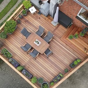 Guyana Teak (Basralocus) Terrassendielen, 25×140 mm, KD, glatt/glatt