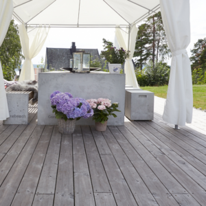 Kebony Character Terrassendielen, 28×120 mm, glatt, Kanten gerundet, Rückseite: Kanten scharfkantig