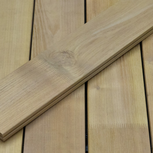 Robinie Terrassendielen, 23×118 mm, KD, glatt bombiert, seitlich genutet, keilgezinkt